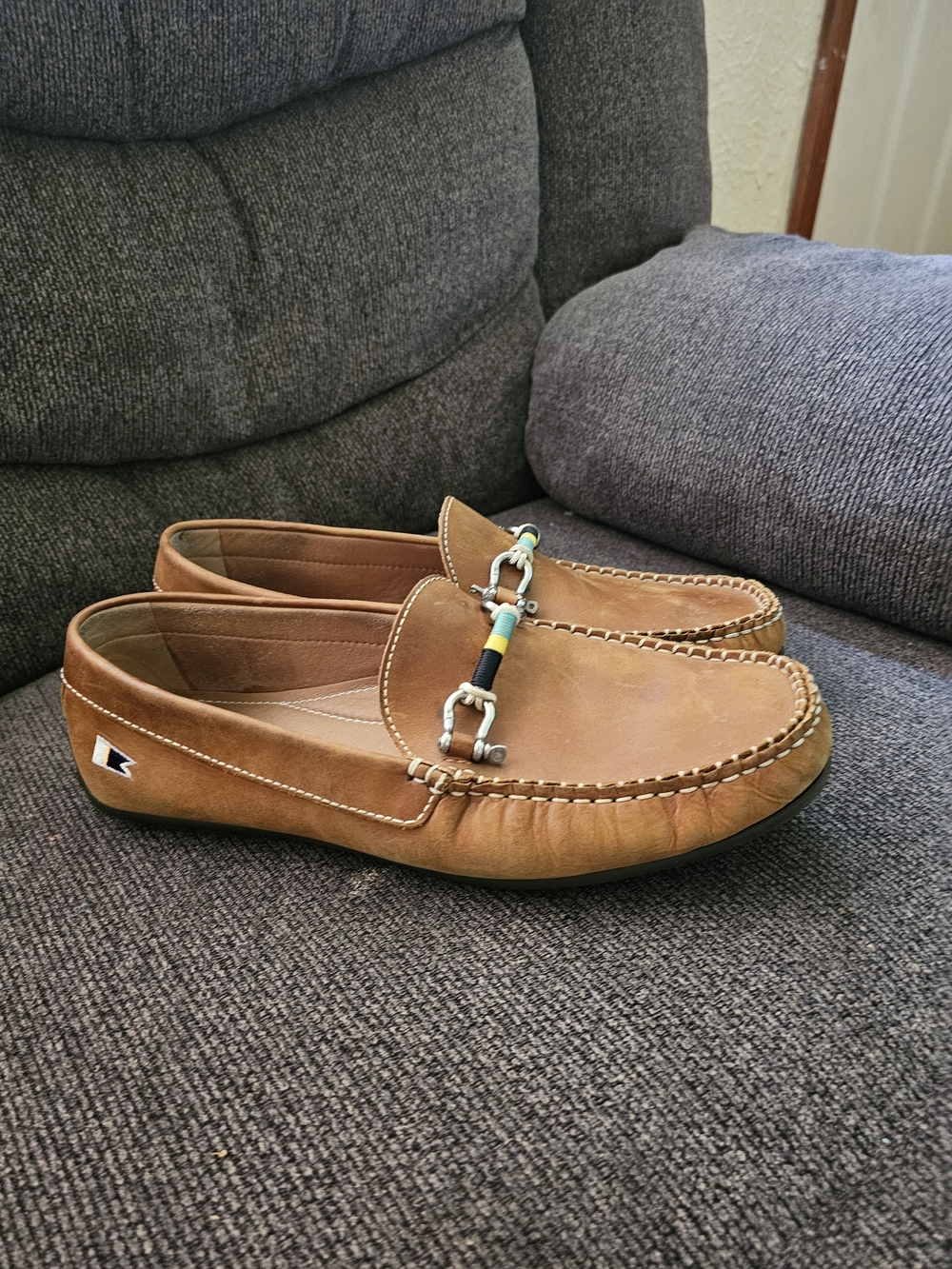 Men's Brown Leather Bit Loafers - Casual Slip-On Driving Shoes